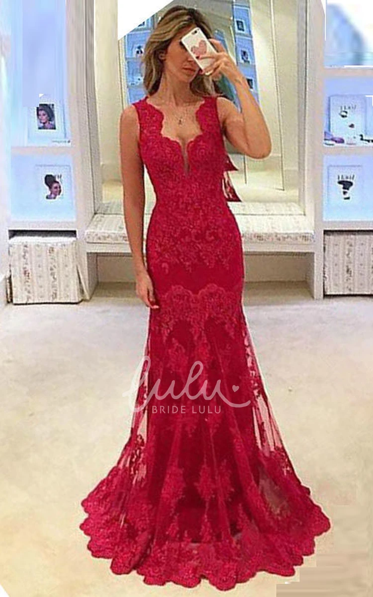 Long Sleeveless Mermaid Formal Dress with Lace Appliques