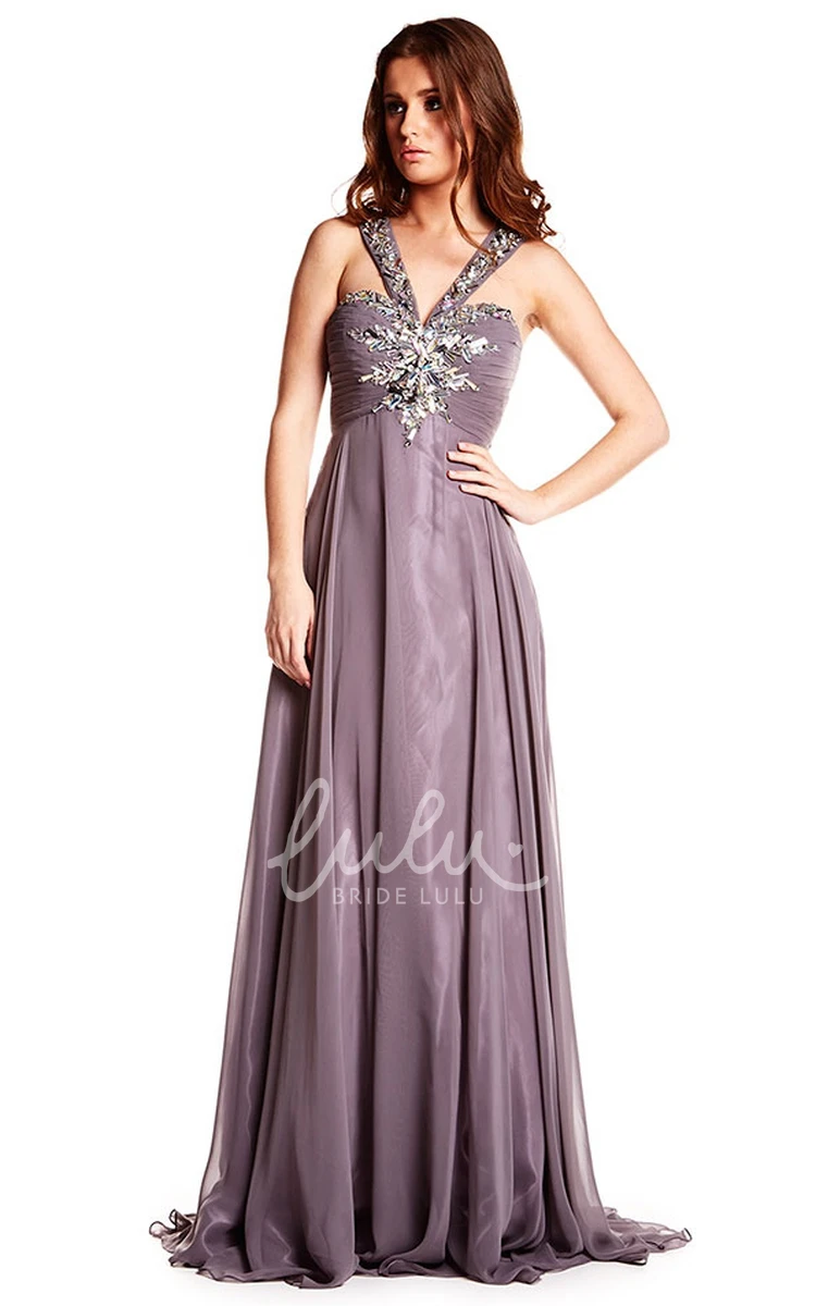 Beaded Strapped Chiffon Prom Dress Floor-Length Sleeveless 2025