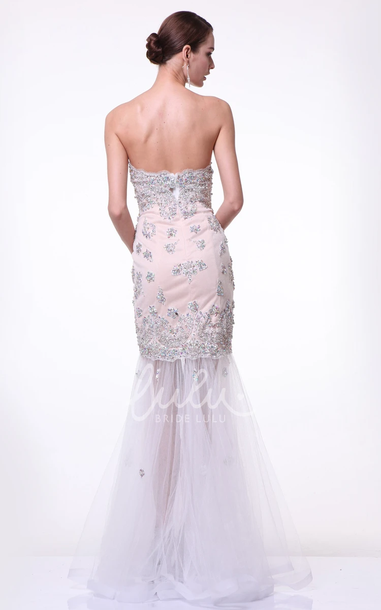 Backless Sheath Maxi Dress with Beading and Brush Train