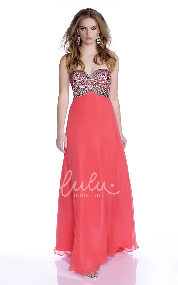 Chiffon A-Line Sweetheart Prom Dress with Rhinestone Bust Elegant Prom Dress