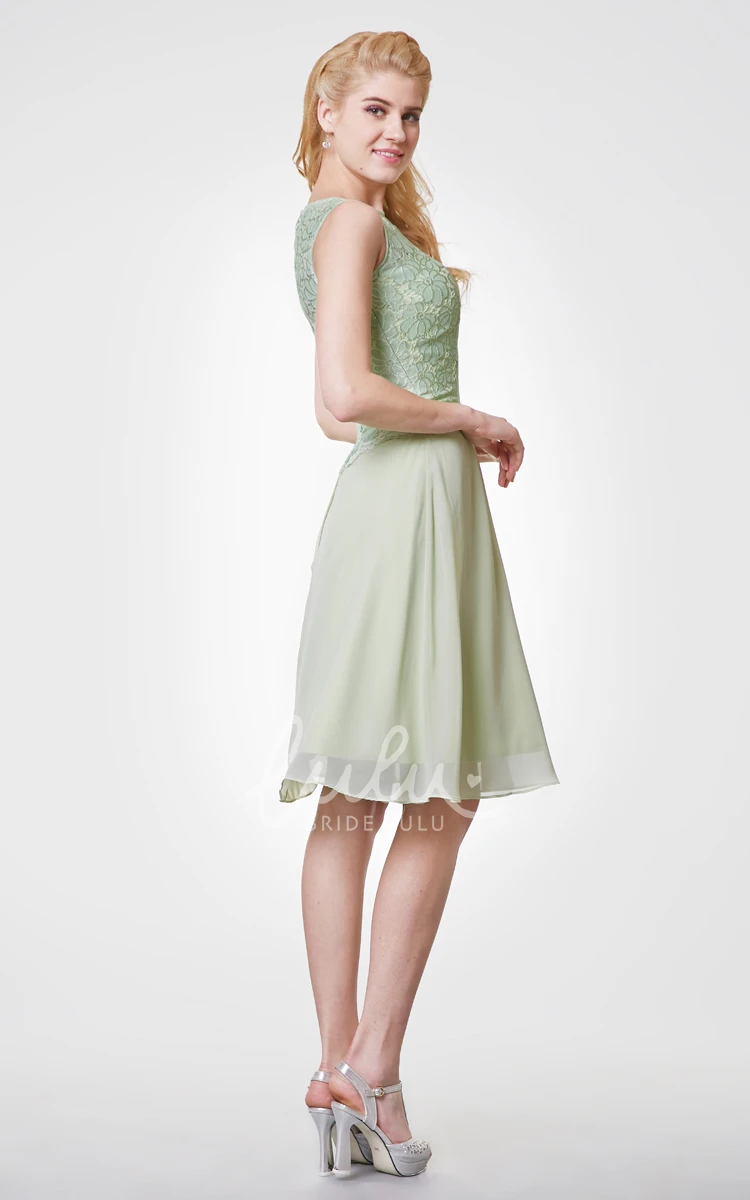 High Neck Lace and Chiffon Bridesmaid Dress