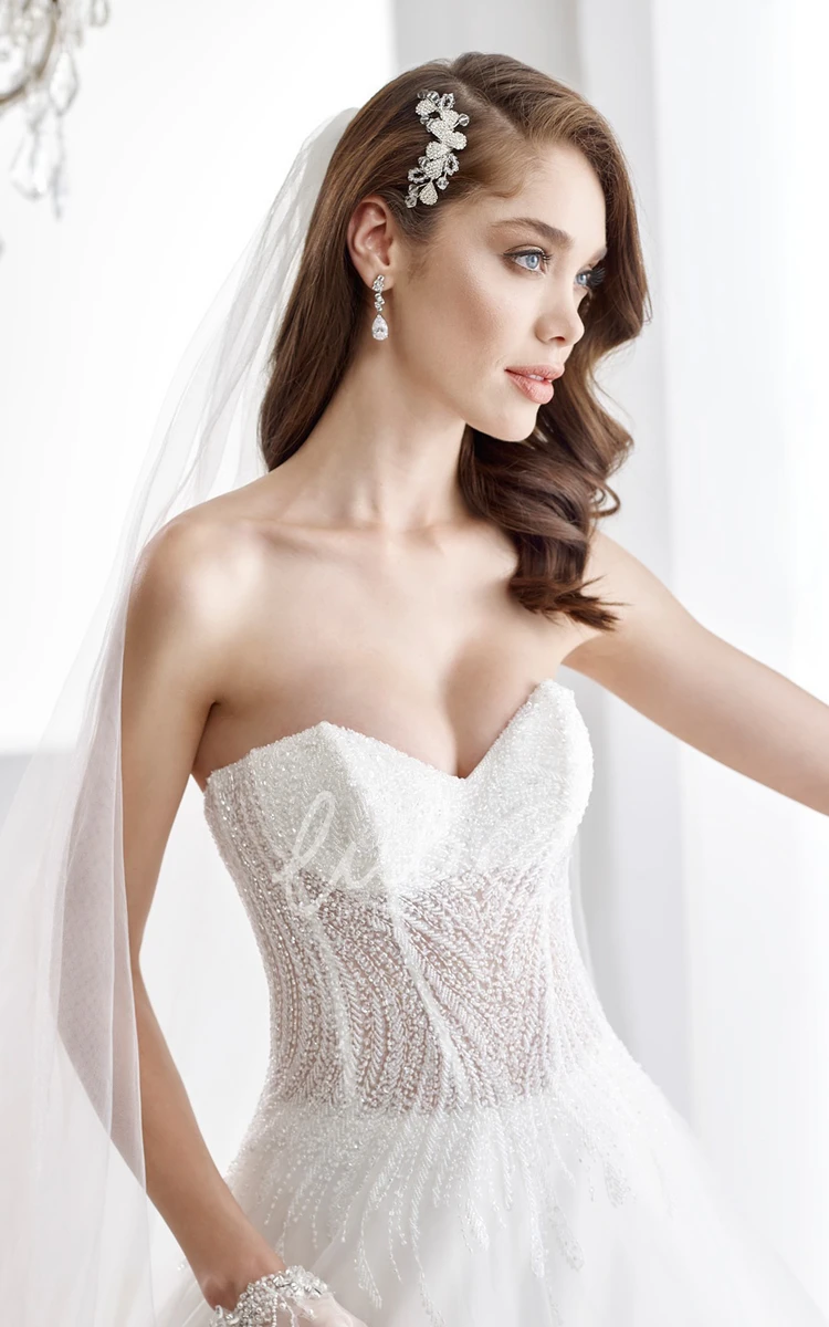 Corset Bodice Open Back Sweetheart A-line Beaded Wedding Dress