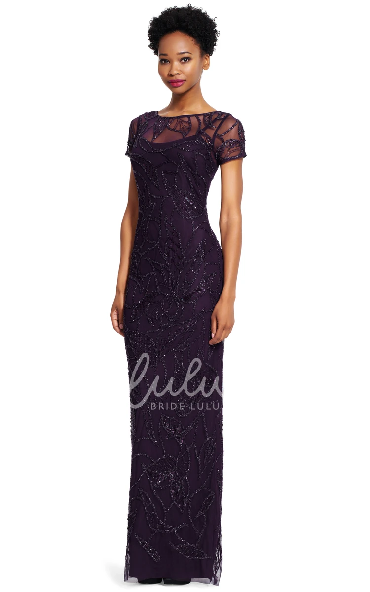 Sequin Illusion-Sleeve Scoop-Neck Sheath Bridesmaid Dress Unique 2024 Prom Dress