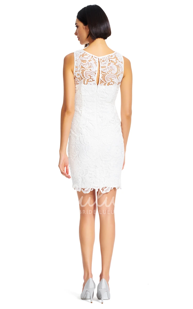 Sleeveless Lace Bridesmaid Dress with Keyhole Mini Sheath