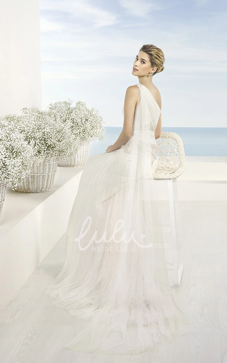 Scoop-Neck Beaded Tulle Wedding Dress Sleeveless & Floor-Length