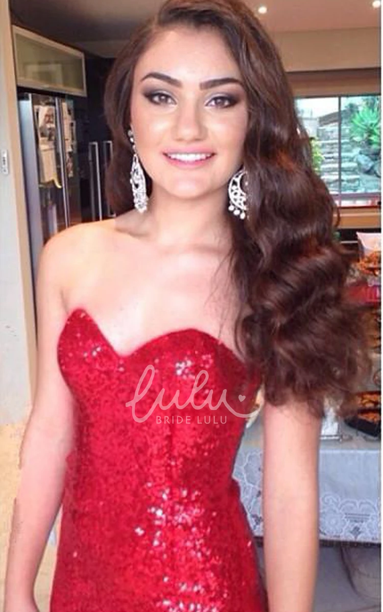 Glamorous Red Sequins Mermaid Prom Dress with Sweep Train 2024 Collection