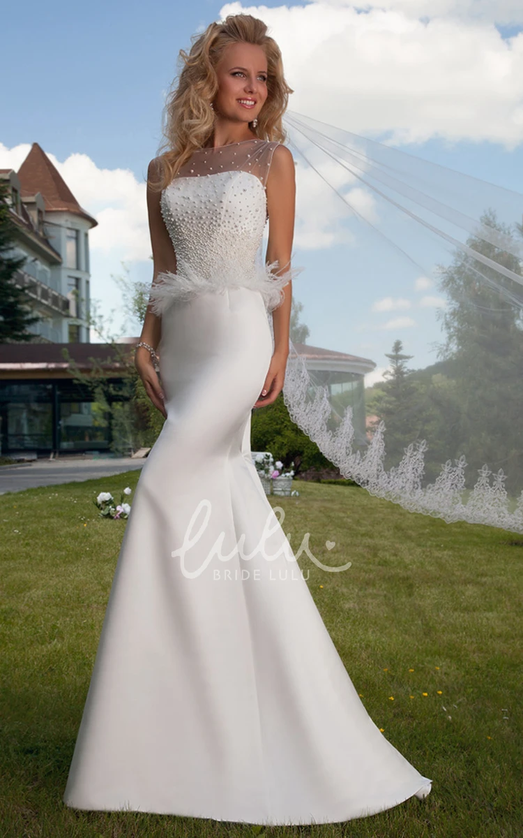 Beaded Jersey Wedding Dress with Lace-Up Jewel Floor-Length