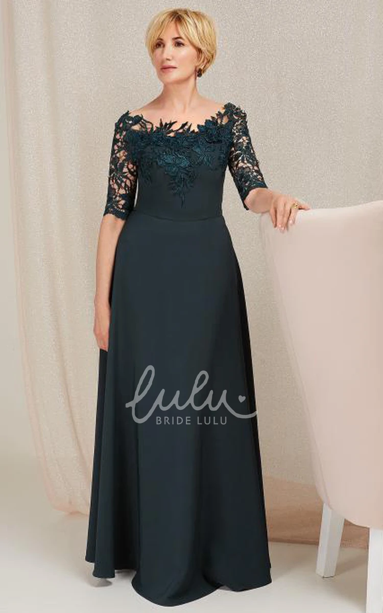 Satin Applique A-Line Mother of the Bride Dress