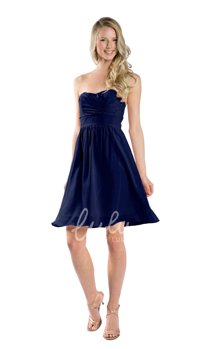 Short Strapless A-Line Ruched Chiffon Convertible Bridesmaid Dress in Muti-Color