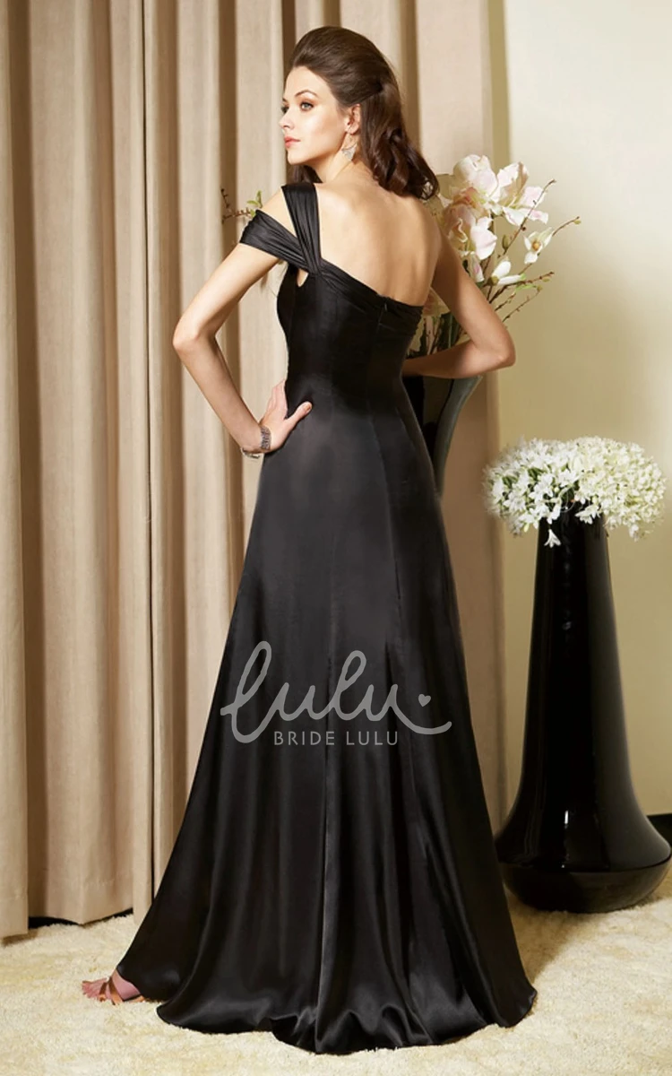 One-Shoulder Taffeta Gown with Brooch and Ruches Bridesmaid Dress