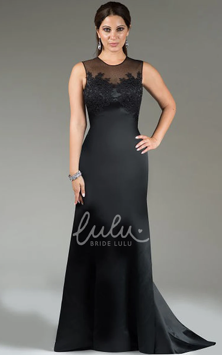 Sleeveless Satin Long Mother Of The Bride Dress With Applique Modern Formal Dress