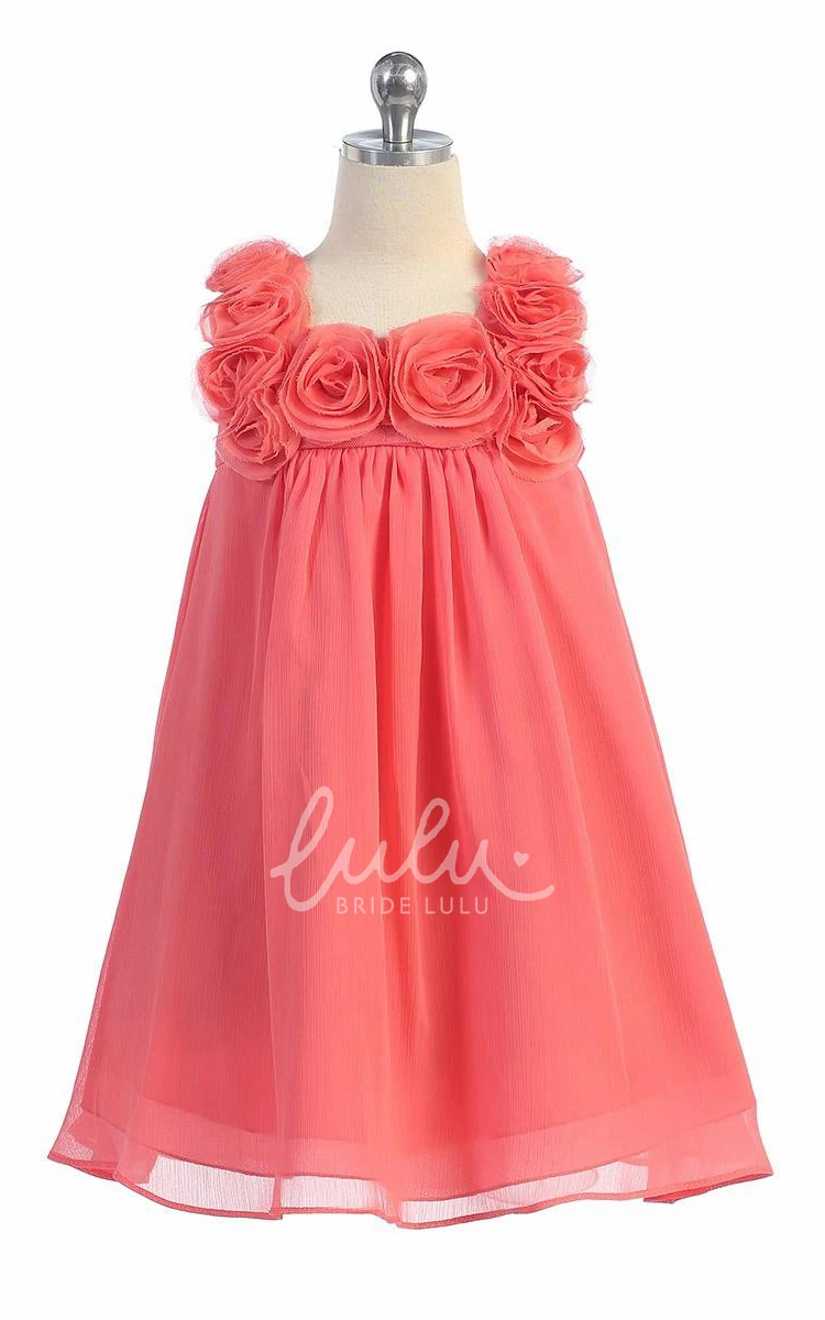 Sleeveless Chiffon Flower Girl Dress Knee-Length