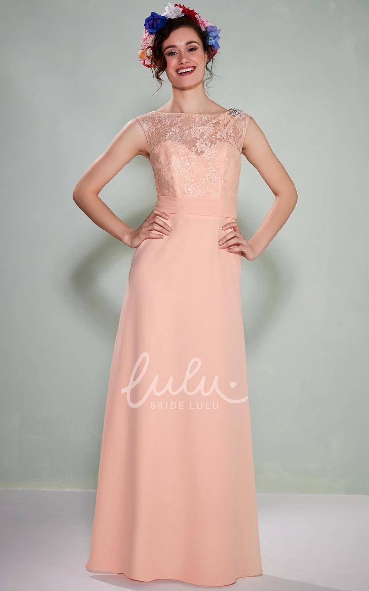 Chiffon Bateau Neck Bridesmaid Dress Simple Dress for Women