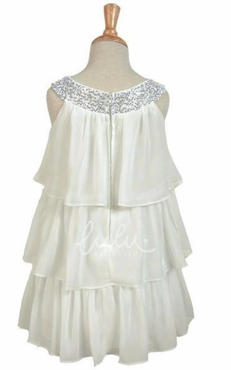 Embroidered Sequins Flower Girl Dress Chiffon Fabric