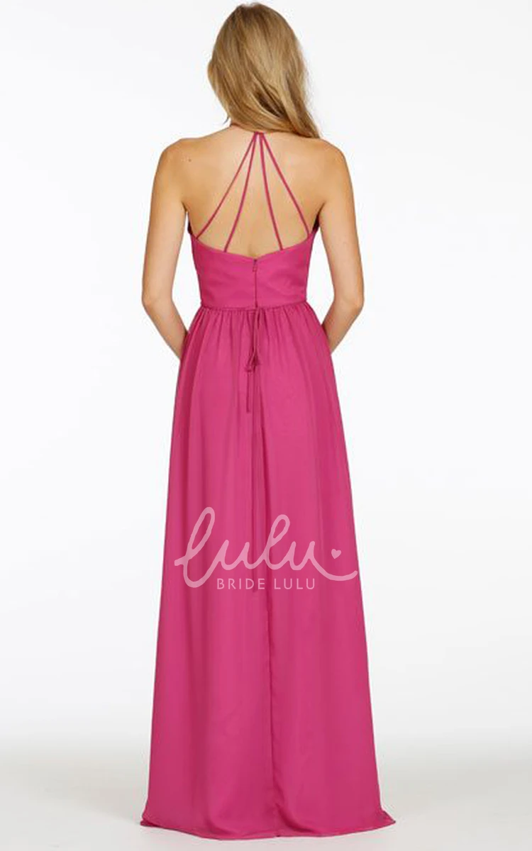 Sleeveless Maxi Chiffon Bridesmaid Dress with Straps Flowy Chiffon Bridesmaid Dress Women