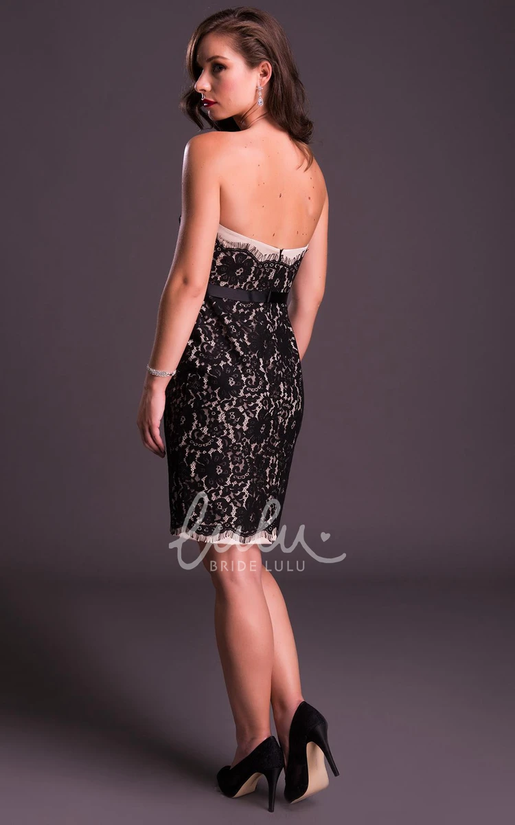 Strapless Lace Mini Prom Dress with Sleeveless Pencil Silhouette