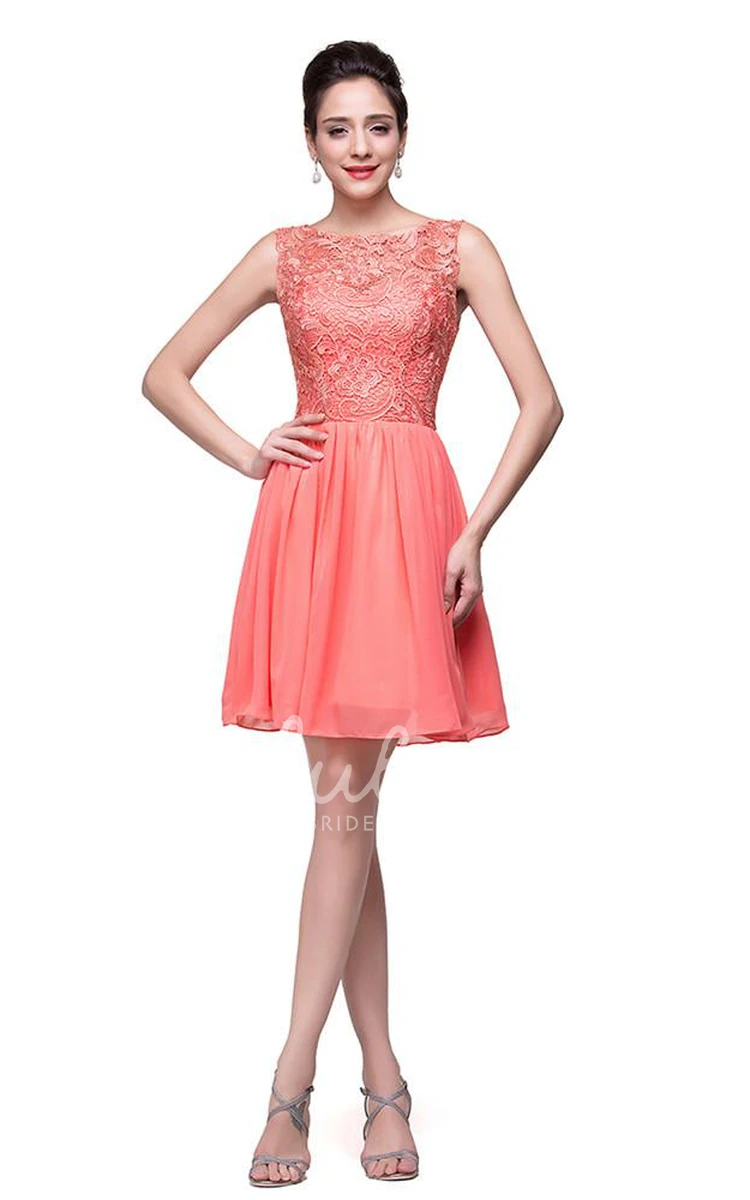 Chiffon Lace Bridesmaid Dress with Sleeveless and Lovely Design