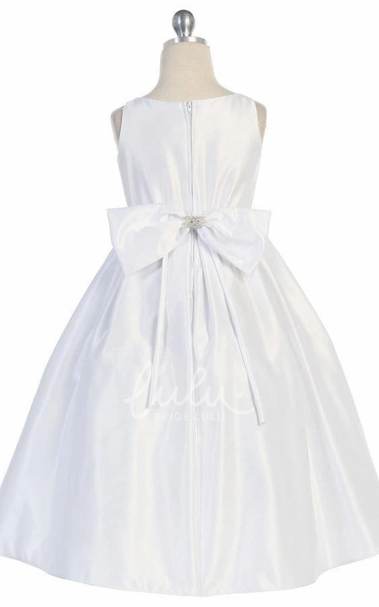 Satin Flower Girl Dress with Pleats and Sash Modern Dress for Women