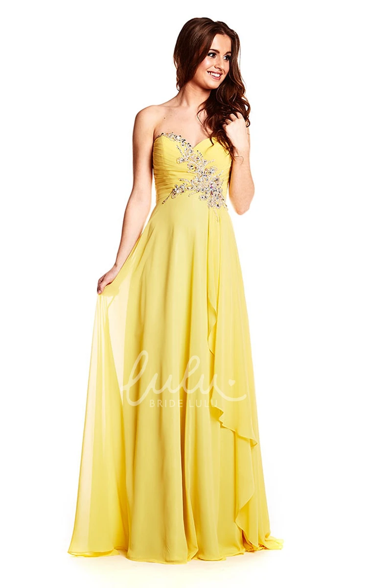 Sweetheart Beaded Chiffon Maxi Prom Dress with Sleeveless Design