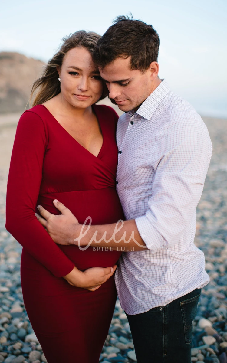 Long Sleeve Maternity Trumpet Bridesmaid Dress with Court Train