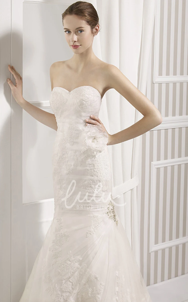 Sweetheart Lace Trumpet Wedding Dress with Appliques and Corset Back Elegant Bridal Gown