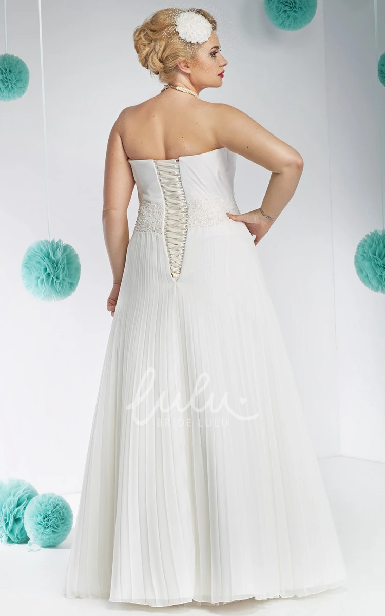 Sweetheart Satin&Organza A-Line Wedding Dress with Appliques Plus Size