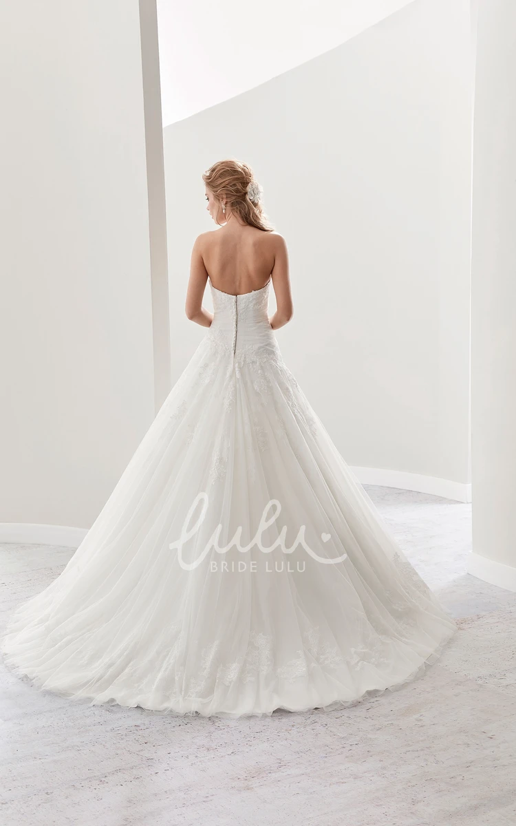 Classic A-Line Lace Wedding Dress with Brush Train