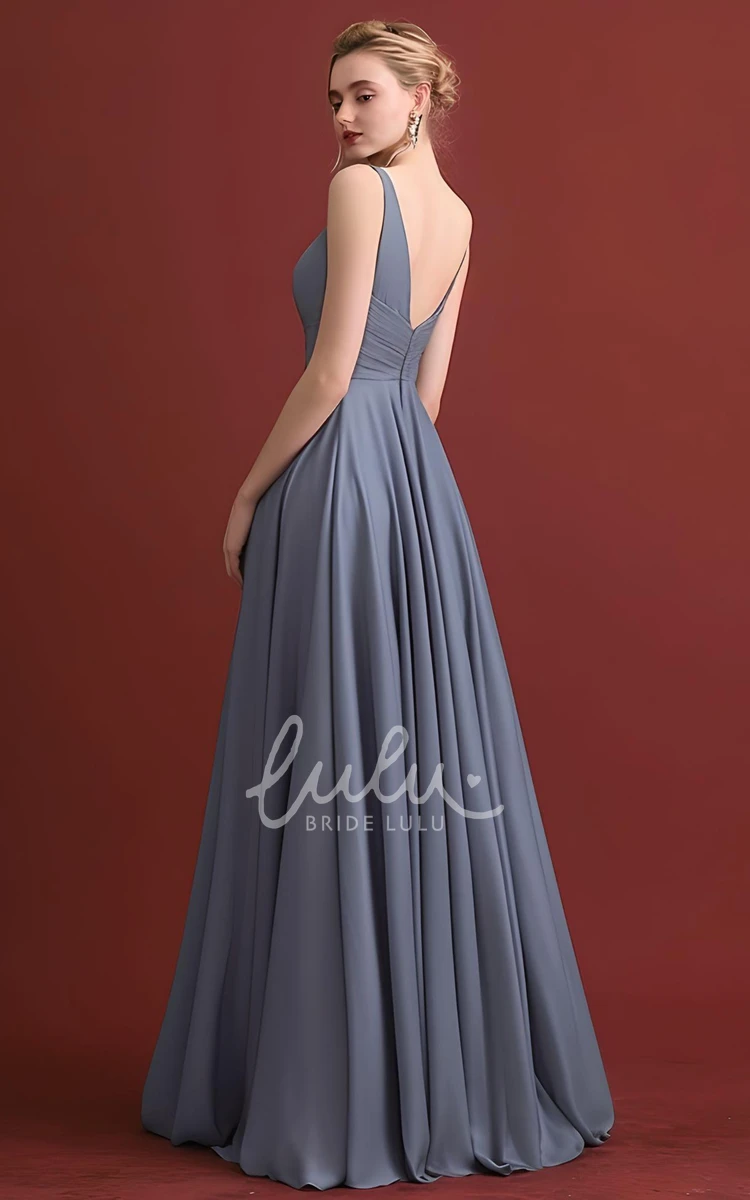 V-neck Chiffon A-Line Prom Dress Boho & Casual Prom Dress