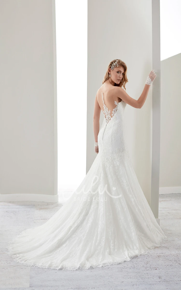 Sheath Lace Wedding Dress with Sweetheart Neckline and Spaghetti Straps