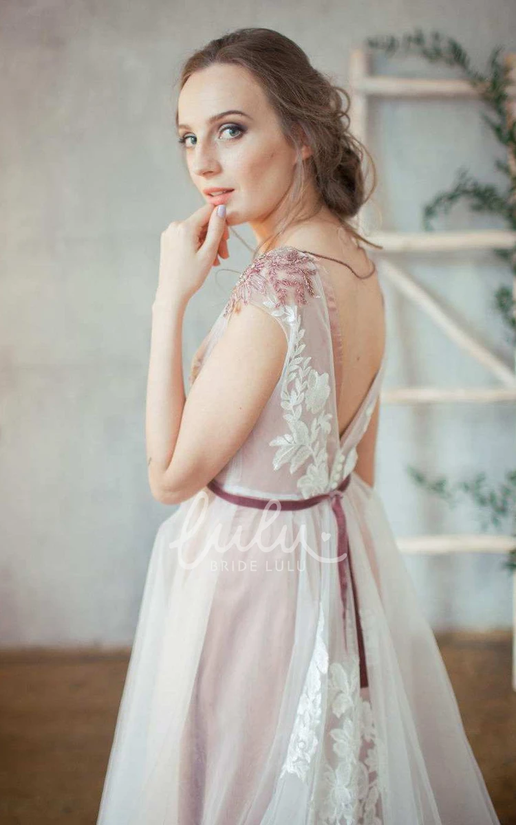 Tulle Beaded Lace Wedding Dress with Straps Bridesmaid Gown