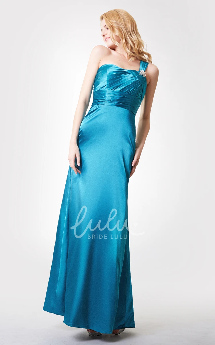 One Shoulder Ruched Chiffon Bridesmaid Dress With Tiers Long Flowy Elegant