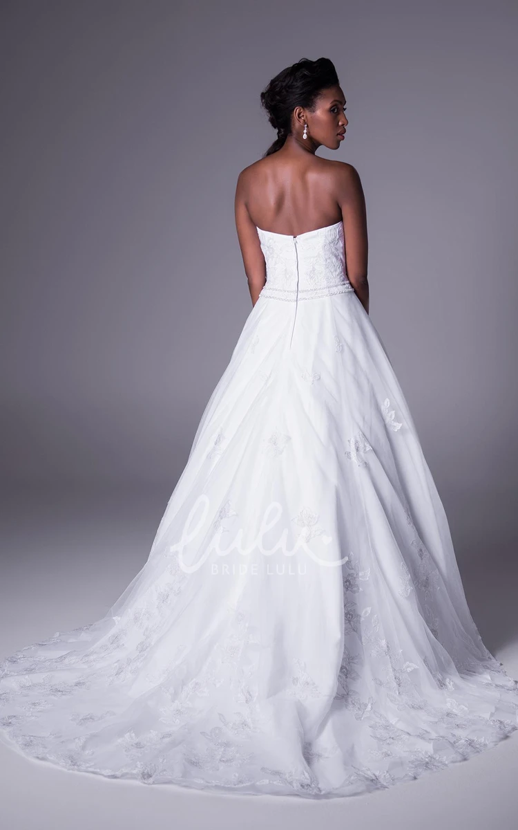 Sweetheart A-Line Wedding Dress with Appliques Sleeveless Beading Floor-Length