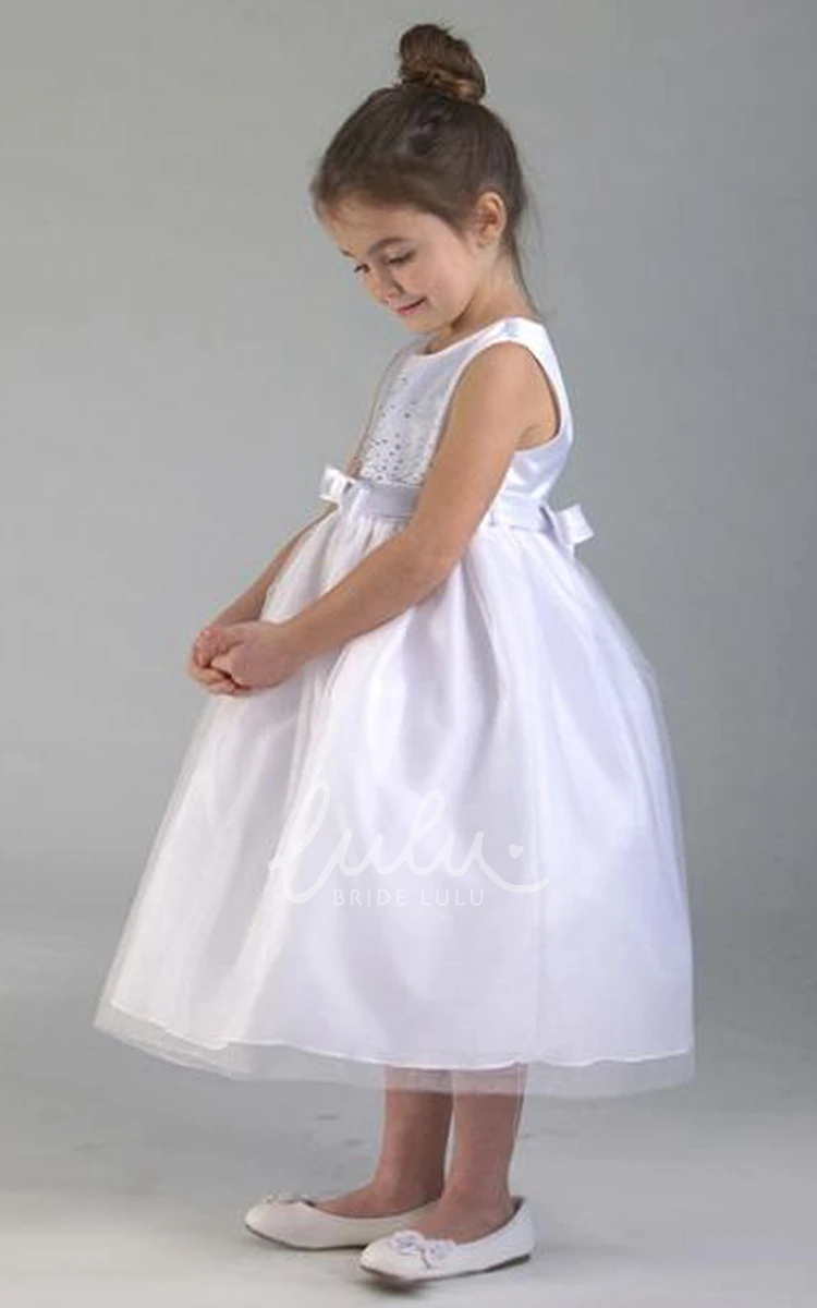 Tiered Tulle Sequin Flower Girl Dress Tea-Length Elegant 2025