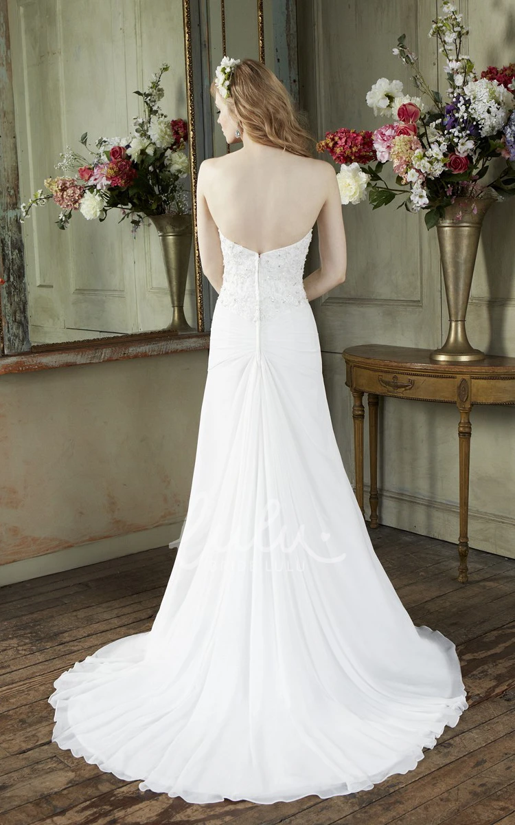 Sweetheart Sheath Wedding Dress with Beading Split Front and Appliques