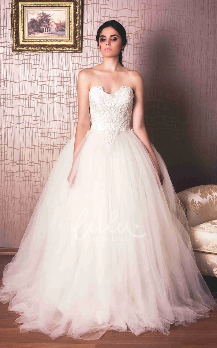 Embroidered Tulle Ball Gown Wedding Dress with Beading and Chapel Train Elegant Bridal Gown