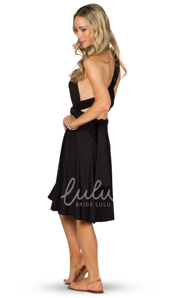 One-Shoulder Knee-Length Chiffon Bridesmaid Dress with Ruching and Straps