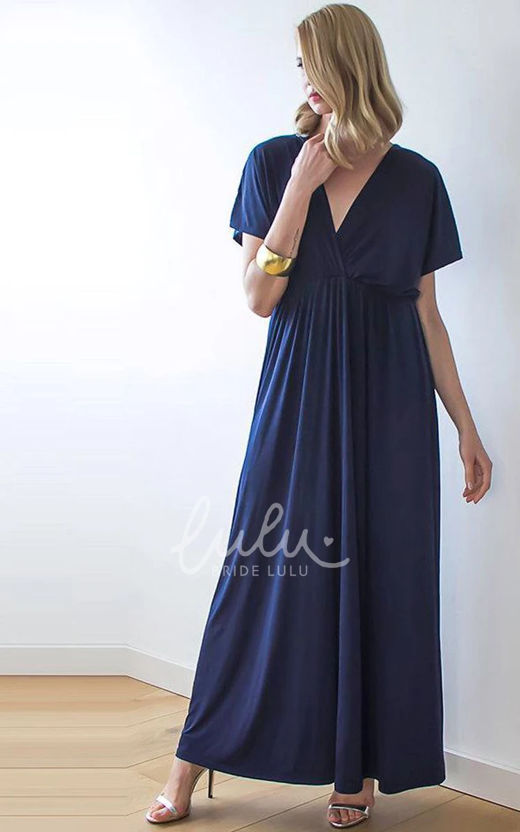 A-line V-neck Bridesmaid Dress with Draping and Sleeves