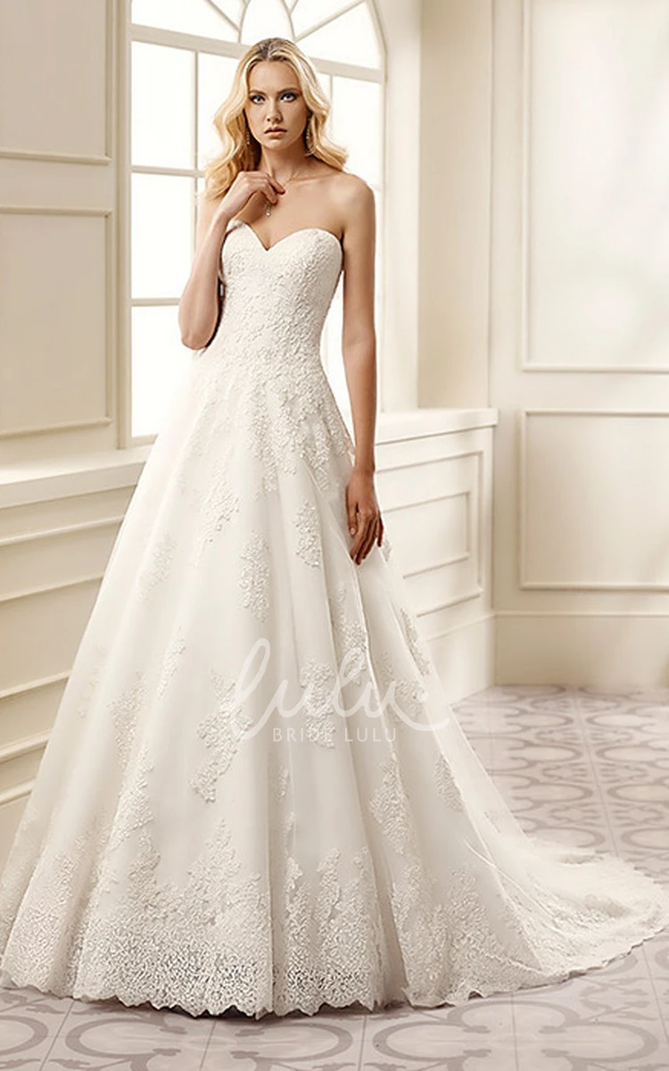 Sweetheart A-Line Lace Wedding Dress with Zipper Classic Bridal Gown