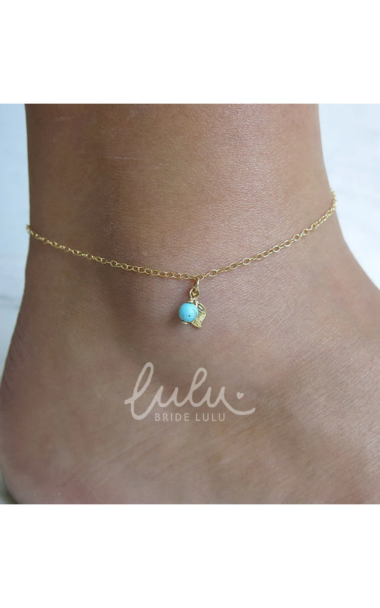 Turquoise Leaf Anklet Simple & Exquisite Fashion Jewelry for Women
