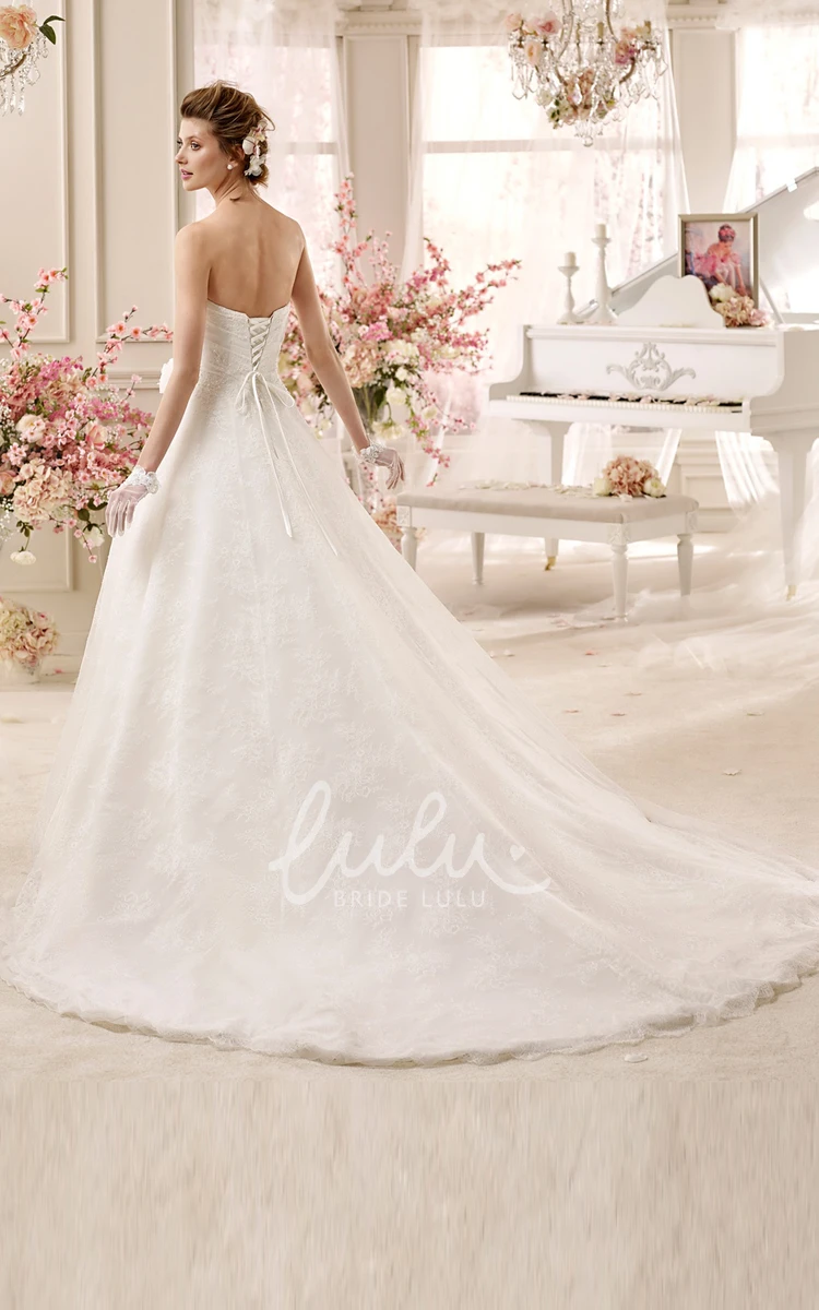 A-line Wedding Dress with Pleats Flowers and Ruching Sweetheart Style