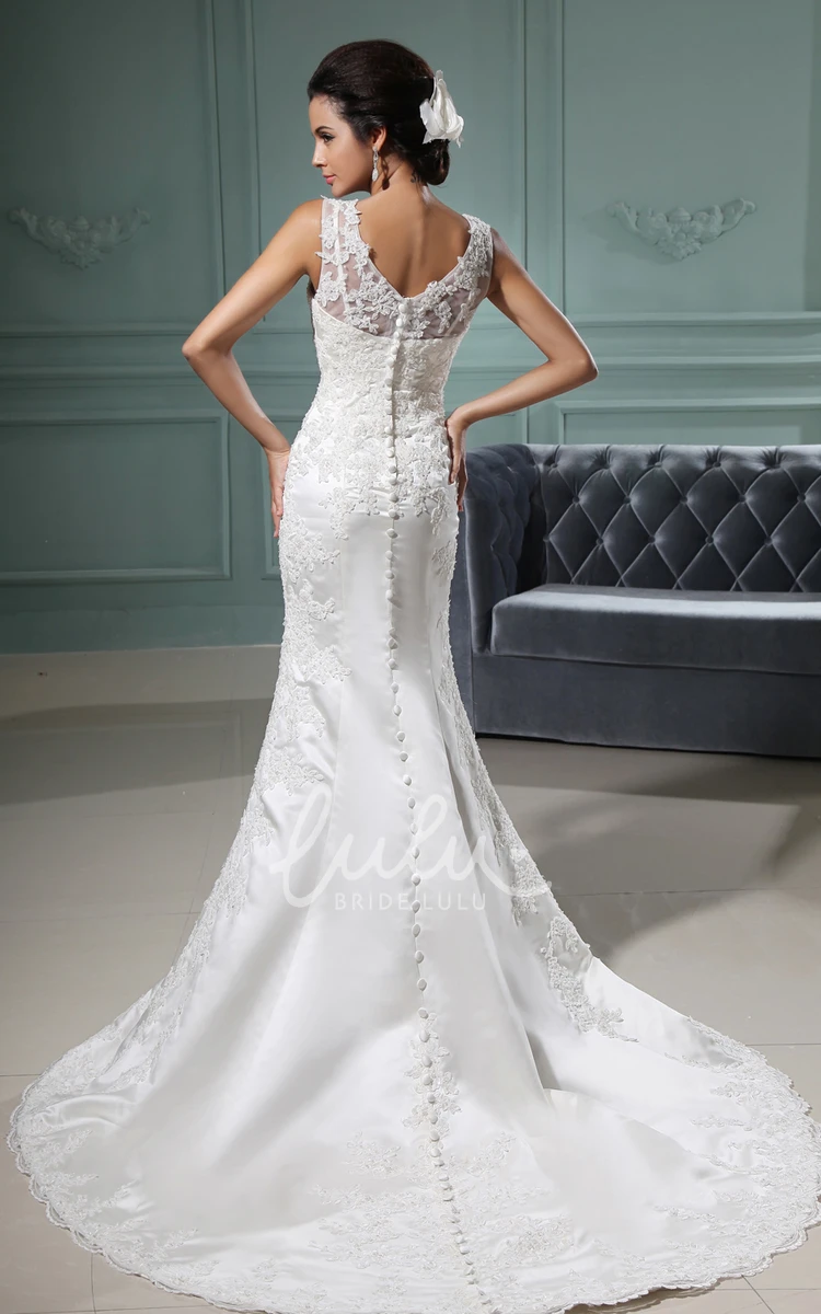 Sweetheart Mermaid Satin Wedding Gown with Lace Appliques Mermaid Wedding Dress