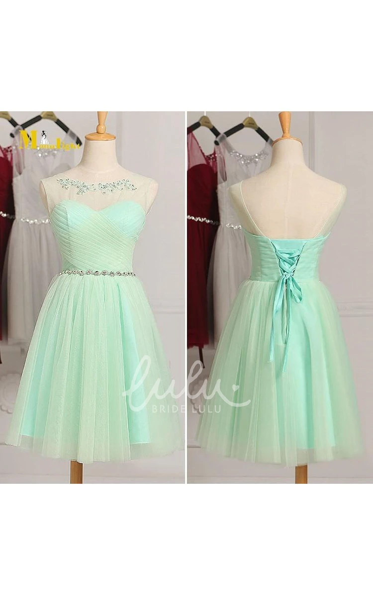 Illusion Sweetheart Ruched Bodice Short Country Formal Dress in A-Line Style