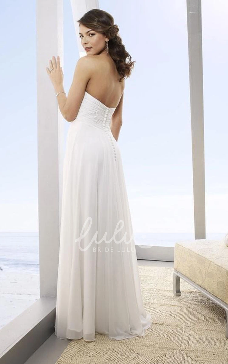Chiffon Beach Wedding Dress Strapless A-Line Floor-Length