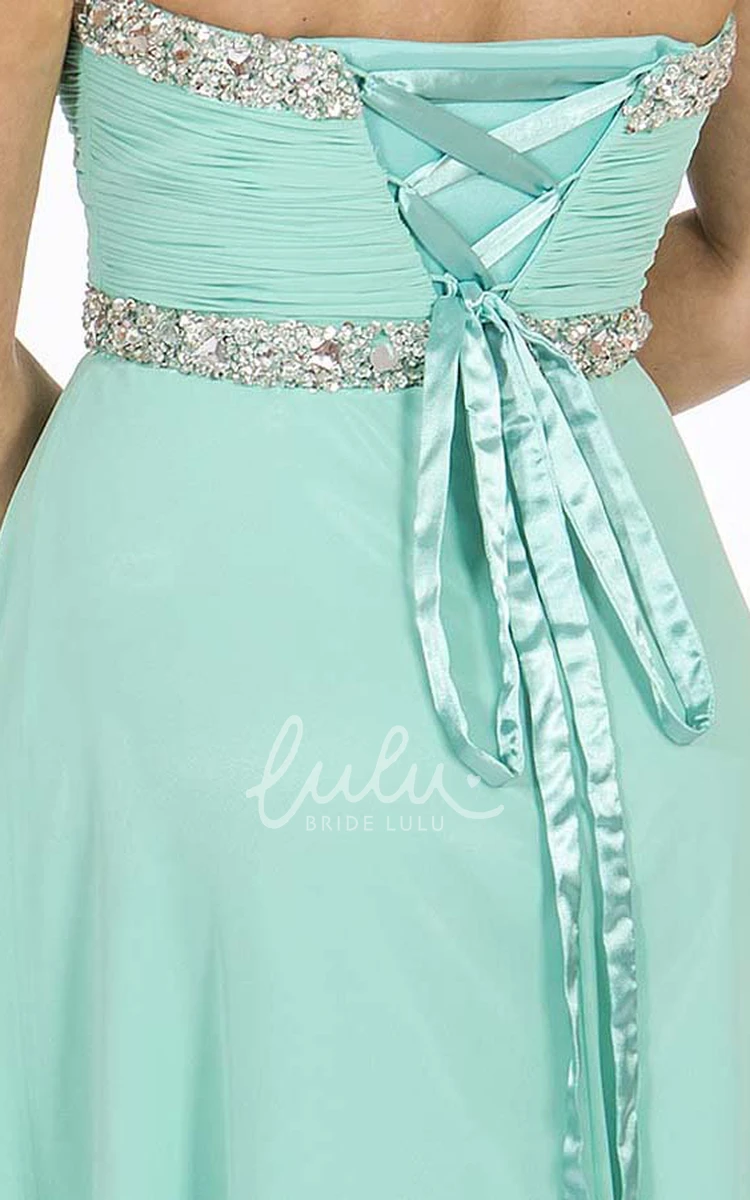 Sweetheart Sleeveless Chiffon Prom Dress with Beading A-Line Maxi