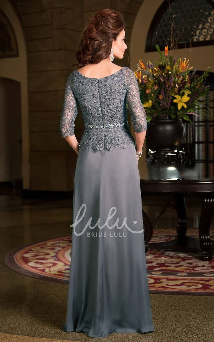 Lace Bodice 3-4 Sleeve Mother Of The Bride Dress in Long Length