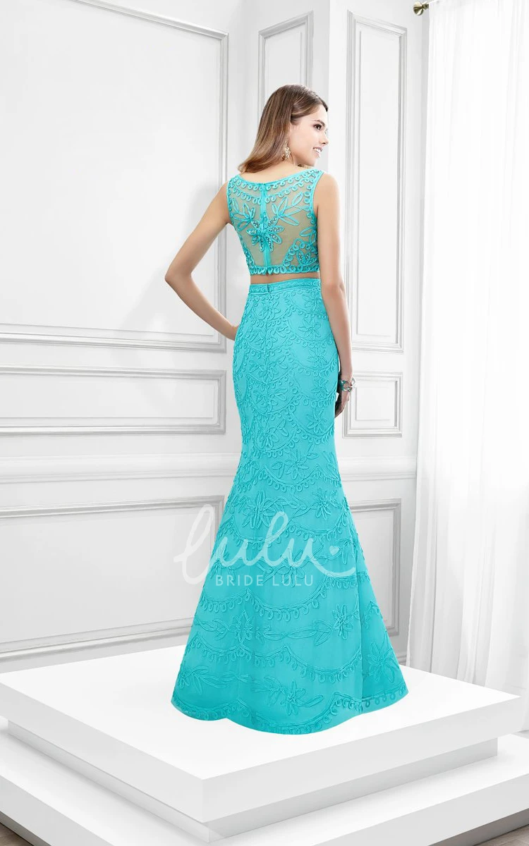 Lace Mermaid Sleeveless Prom Dress with Applique