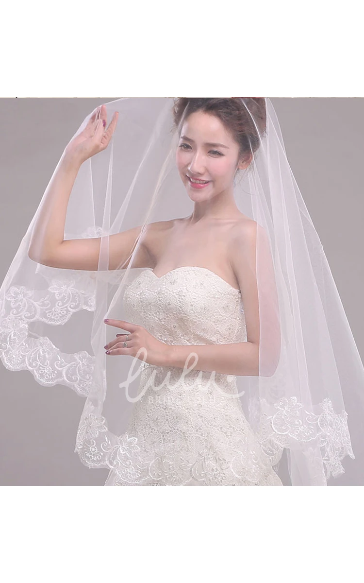 Sweep Lace Edge Wedding Veil Simple & Elegant