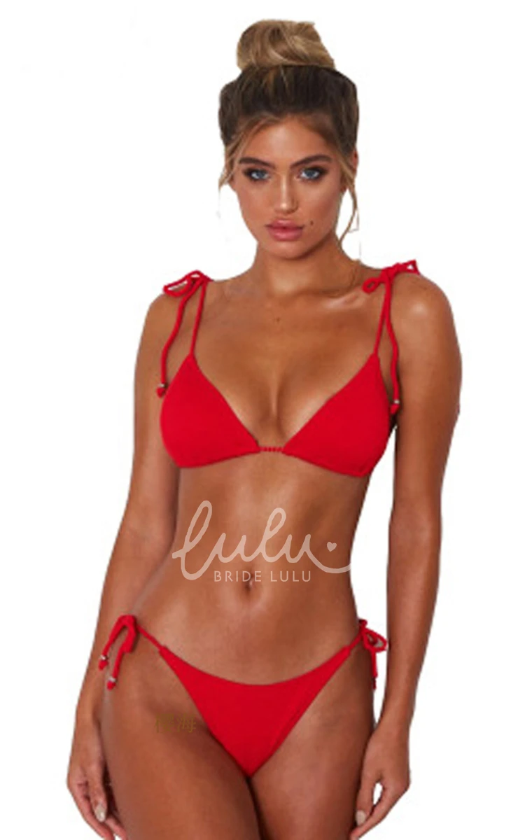 Spaghetti Tie Plain Bikini Set