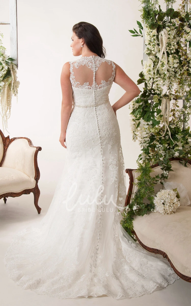 Illusion Sheath Dress with Sleeveless Design Lace Details and Beaded Waist