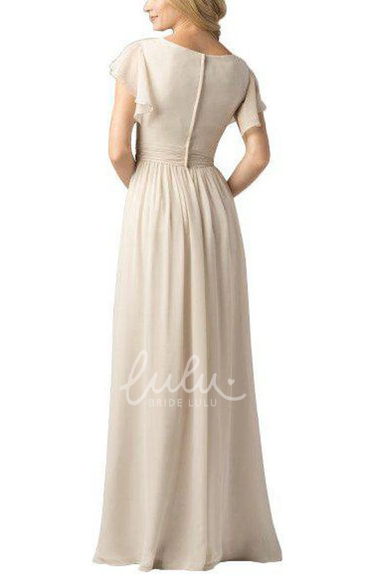 Chiffon Butterfly Sleeve Long Bridesmaid Dress